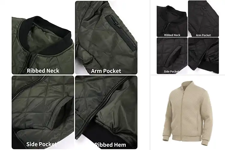 Detailed view of Best Quilted Bomber Jackets For Men