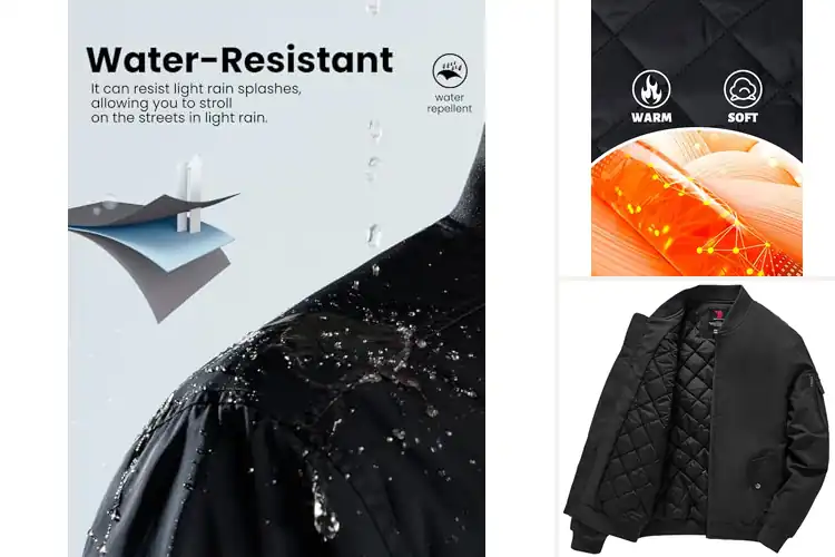Detailed view of Best Water Resistant Bomber Jackets